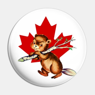 Canadian Beaver working hard Pin