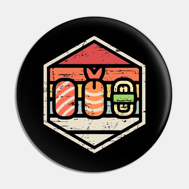 Retro Badge Sushi Pin by rojakdesigns