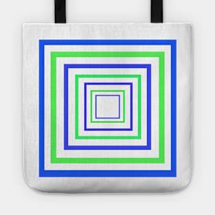 Concentric Squares Blue and Green Tote