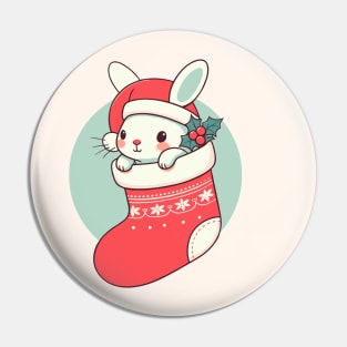 Christmas Stocking Bunny Pin