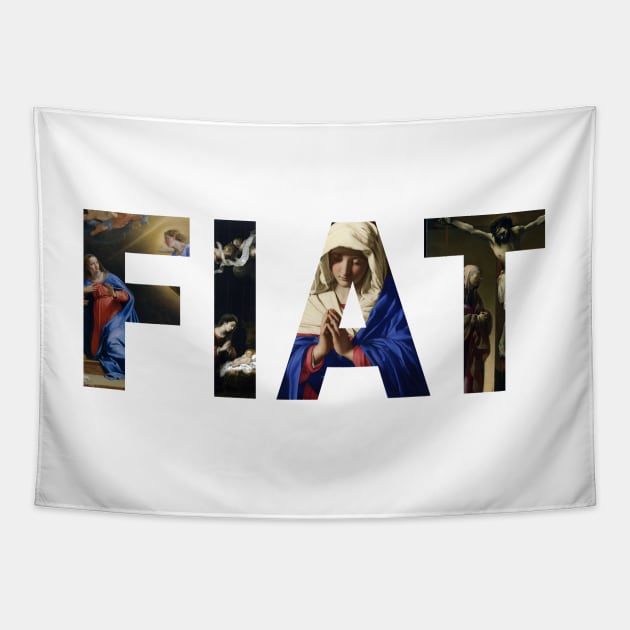 Fiat Catholic Artwork Tapestry by opptop