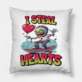 I Steal Hearts: Zombie Skateboarder Tee Pillow