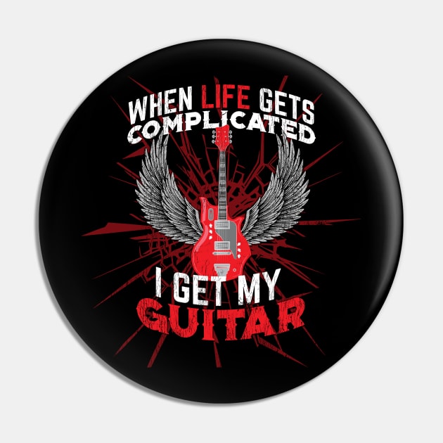 Guitar Player Design - Life is Complicated Pin by Vector Deluxe