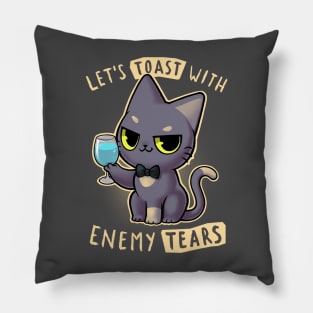 Enemy tears Cat - let's toast kitty - Cute and sassy Pillow