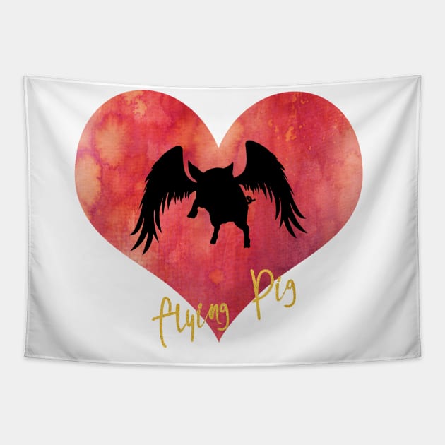 Flying Pig Tapestry by erzebeth