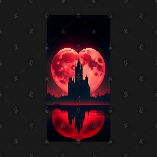 Blood red heart Moon Gothic Valentine by OddHouse