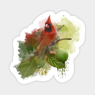 Northern Cardinal with sticker outline Magnet