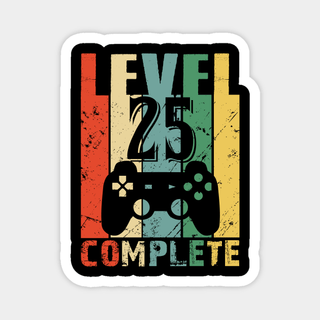 Vintage 25th Wedding Anniversary Level 25 Complete Funny Video Gamer Birthday Gift Ideas Magnet by smtworld
