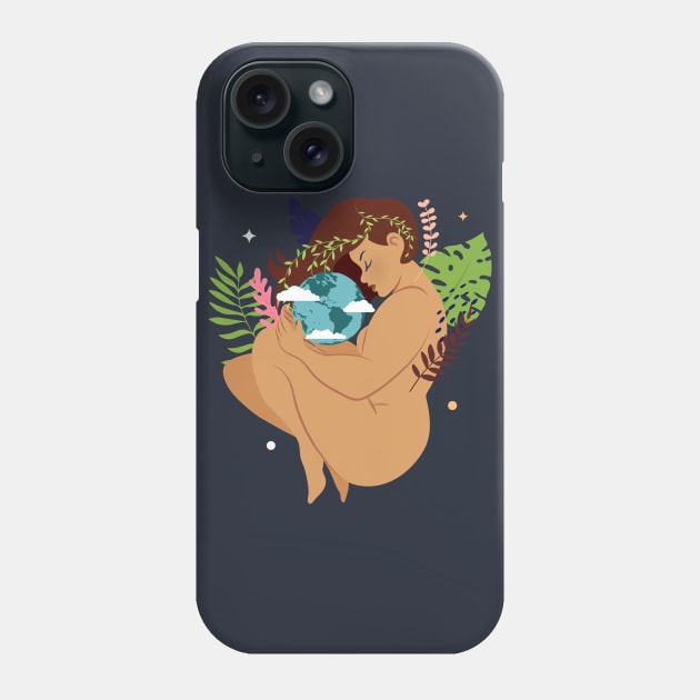 Brown Skinned Mother Earth Phone Case by InkyArt