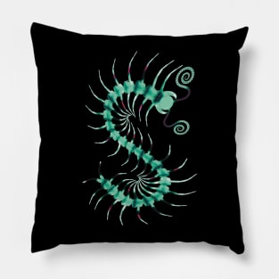 Inverted Colors Green Centipede Pillow