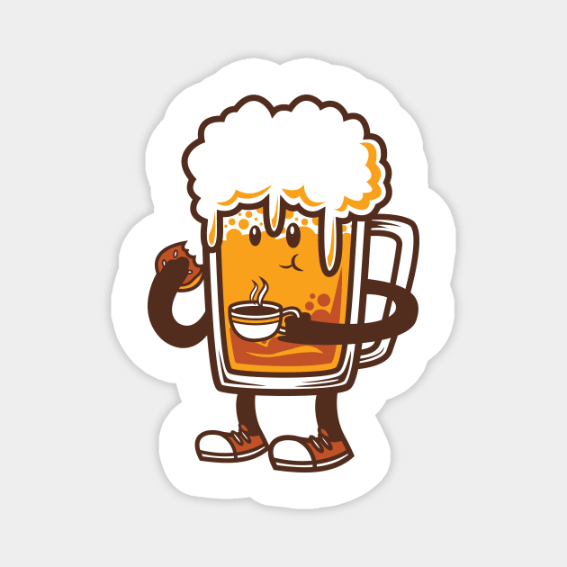 donut biting, coffee drinking beer Magnet by krisren28