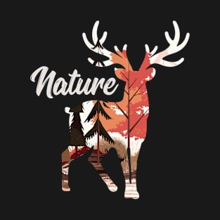 Beautiful Sunset Nature Inside A Deer Graphic Illustration T-Shirt