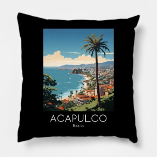 A Vintage Travel Illustration of Acapulco - Mexico Pillow