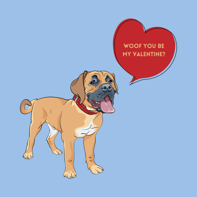 Woof You Be My Valentine? Romantic Boerboel Dog by Seasonal Dogs