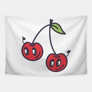 Kawaii Cherry Smiles Tapestry