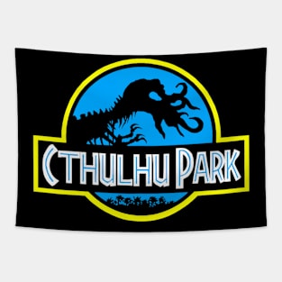 Cthulhu Park - Retro 90s Movie Parody (Blue Variant) Tapestry