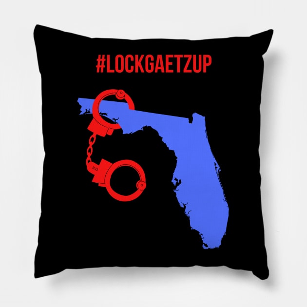 Lock Gaetz Up Pillow by TJWDraws