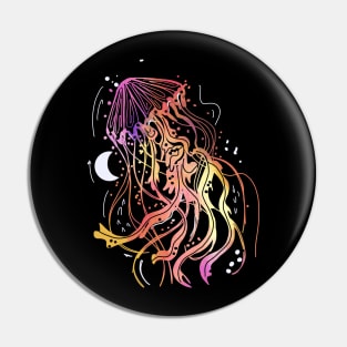 Cosmic Jellyfish crescent moon Pin