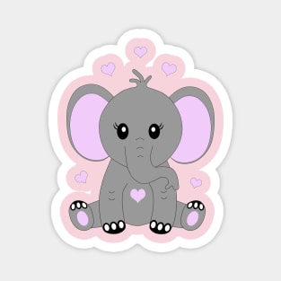 Cute baby elephant in pink Magnet