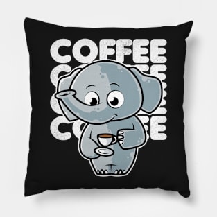 Cute Elephant Drinking Coffee Kawaii Neko Anime product Pillow