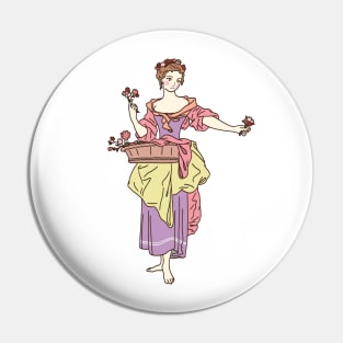 Cute and colorful drawing of an 18th century flower girl Pin