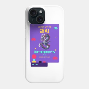 Level Up to 2024: Pixel Dragon's Retro Year Tee Phone Case