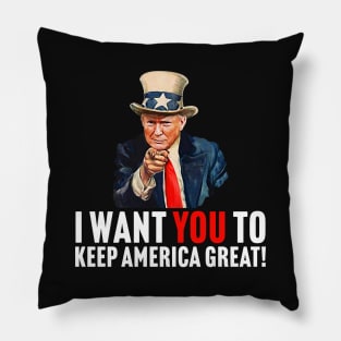 Trump - I Want You To Keep America Great - Uncle Sam Parody Pillow