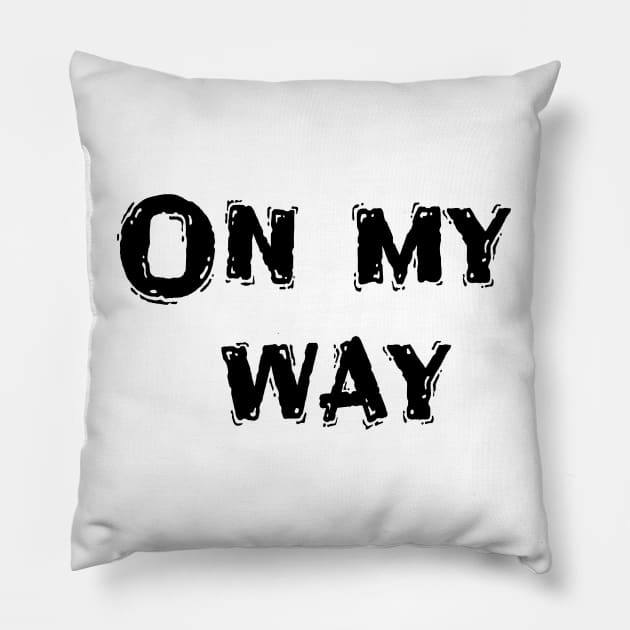 On My Way, Funny White Lie Party Idea Pillow by Happysphinx