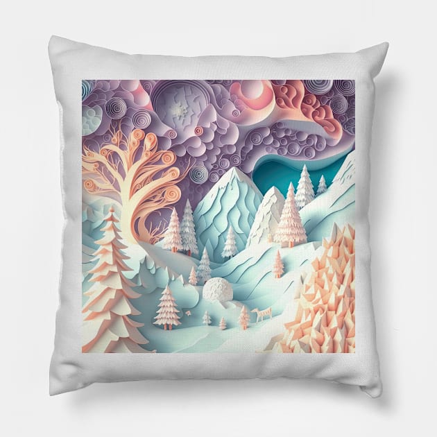 Papercut 3D illustration of magical fairy place Pillow by UmagineArts