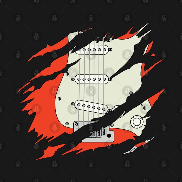 Ripped Electric Guitar S-Style Fiesta Red Color by nightsworthy