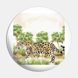 Jaguar Watercolor Art Pin