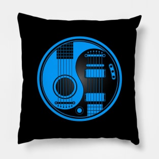 Blue and Black Acoustic Electric Guitars Yin Yang Pillow