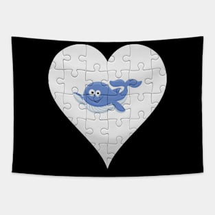 Jigsaw  Whale Heart Design - Fish Whale Tapestry