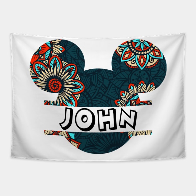 John Name With Seamless Pattern Tapestry by Maddalena's