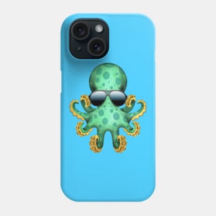 Cute Green Baby Octopus Wearing Sunglasses Phone Case