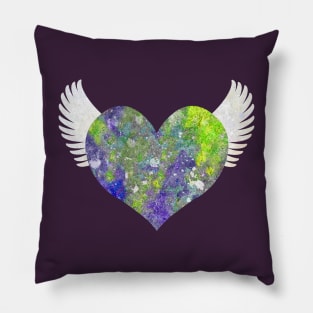 Colorful Heart of Stone - Green and Violet Pillow