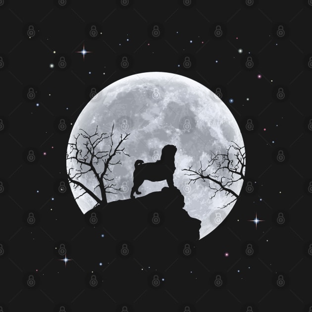 Pug Dog And Moon Scary Halloween by Africanob