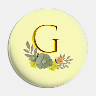 Monogram Alphabet Flower G Pin