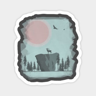 Deer on a mountain Magnet