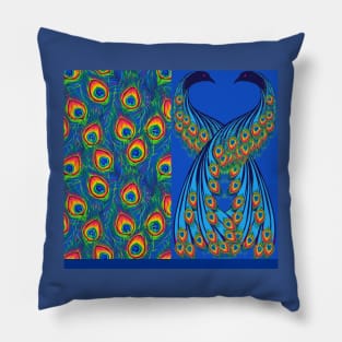 Peacock And Feathers Colorful Paisley Half And Half Pillow