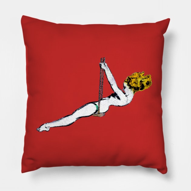 Girl on Swing Pillow by PopGraphics