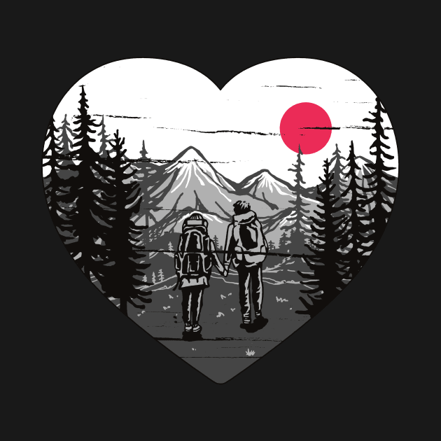 Hiking Couple Heart - Hiking Tshirt by Scipio