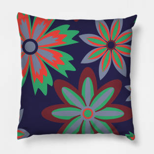 seamless pattern with leaves and flowers doodling style Pillow