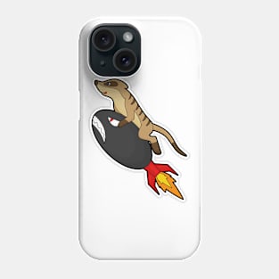 Meerkat at Flying with Rocket Phone Case