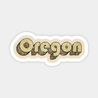 Oregon // Vintage Rainbow Typography Style // 70s Magnet