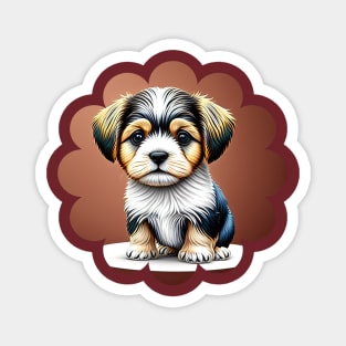 Havanese Puppy Dog in Black, Brown & White Fur Coat Markings Magnet