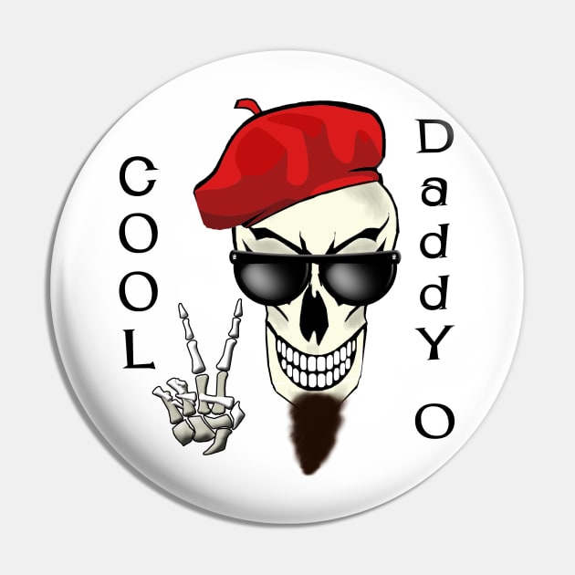 Cool Daddy - O Beatnik Skull Pin by oldrockerdudes