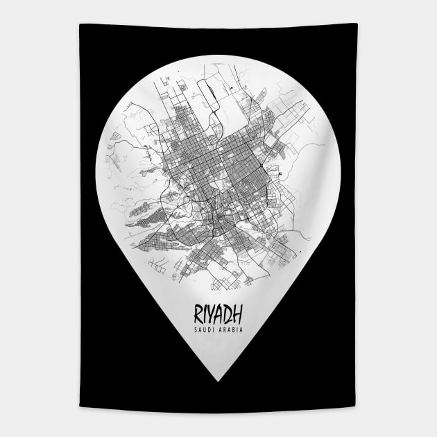 Riyadh, Saudi Arabia City Map - Travel Pin Tapestry by deMAP Studio