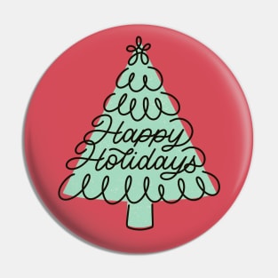 Retro Tree Happy Holidays Pin