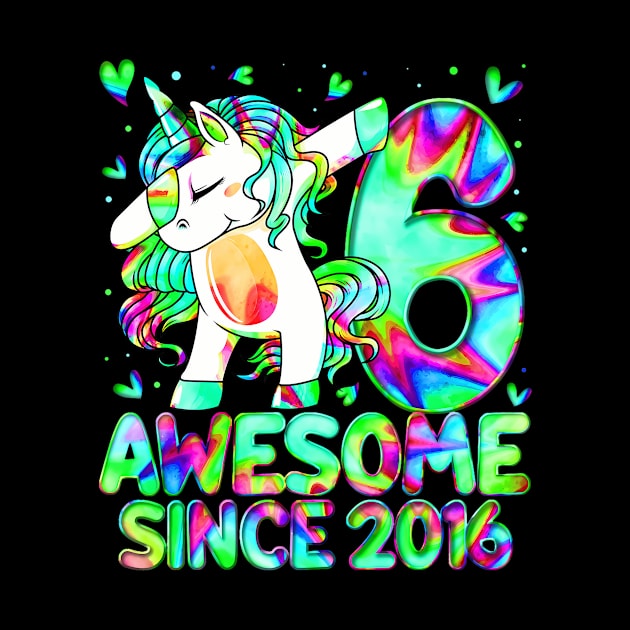 6Th Birthday Colorful Tie Dye 6 Year Old Unicorn Girls by Zoe Hill Autism